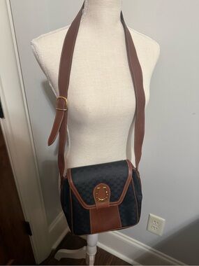 Gucci Black and Brown Leather-Trim Crossbody Bag